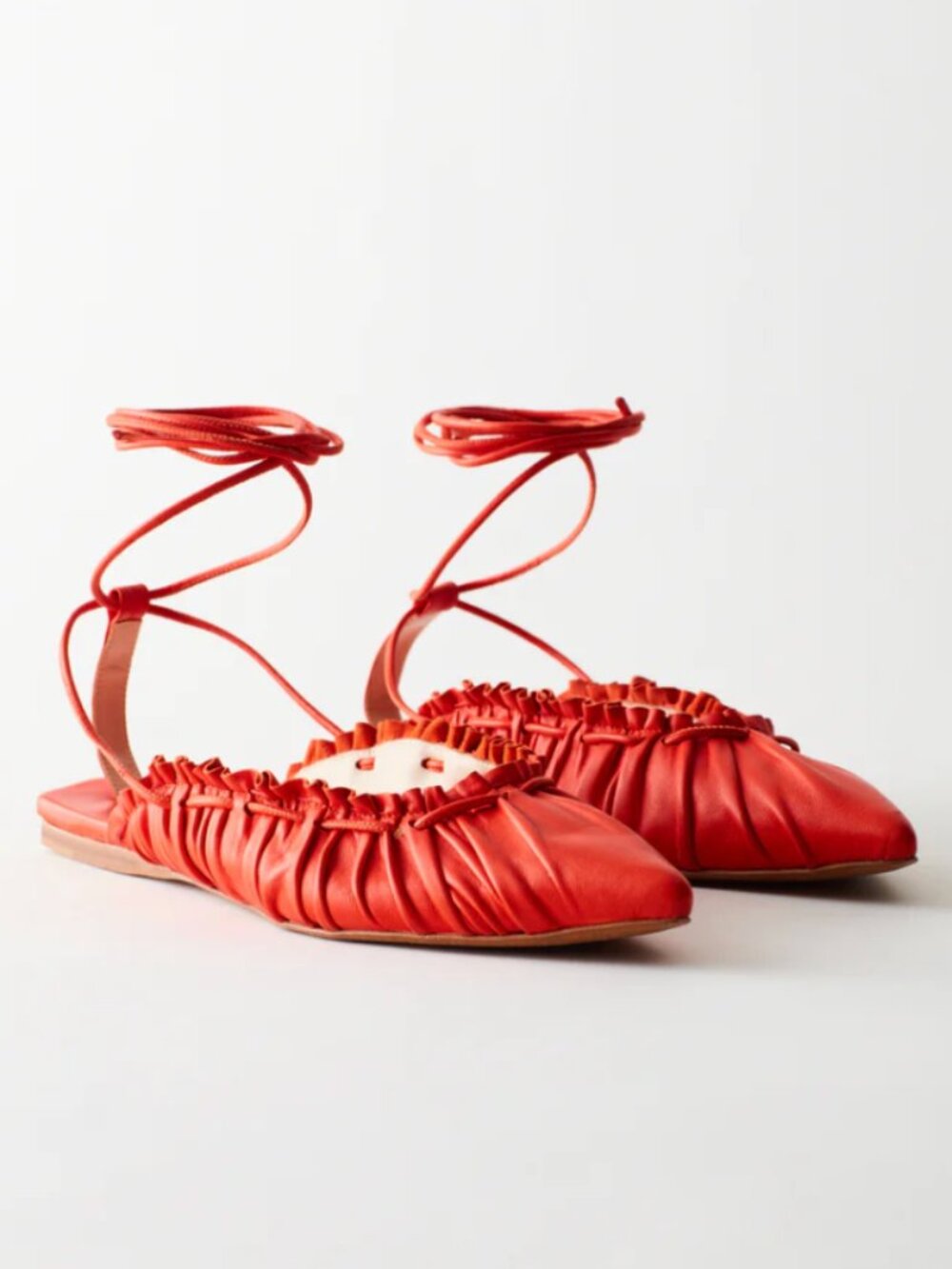 Tibi Sergei Flat Ruby Size 40 Lamb Leather Lace-Up Pointed Toe